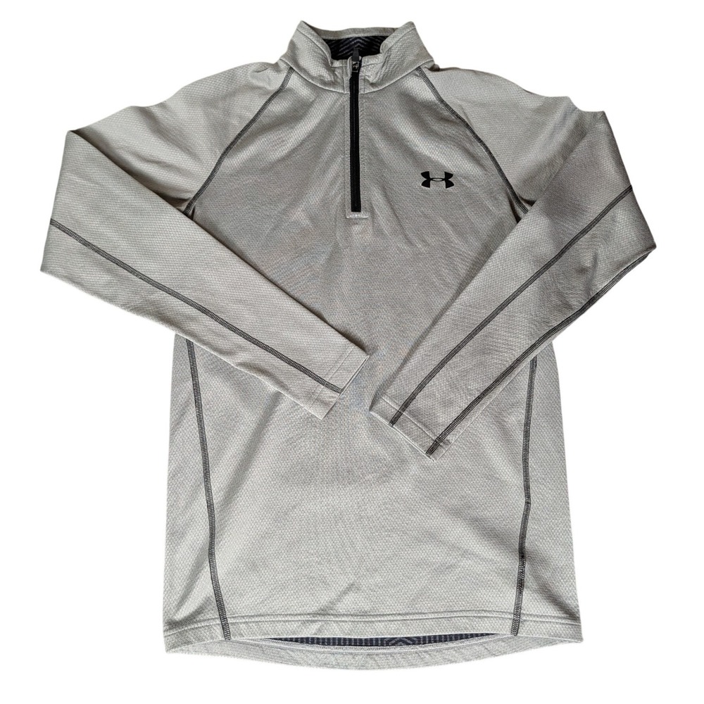Under Armour ColdGear Mens Gray Textured 1/4 Zip Fitted Training Pullover SM - Picture 2 of 9